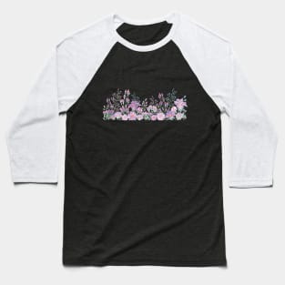 Purple Watercolor flowers Baseball T-Shirt